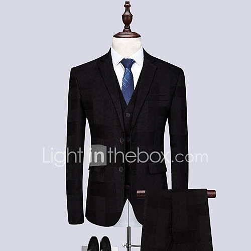Smokings Standaard Pasvorm Inkeping Single Breasted Twee Knoops Polyester Geruit Gestreept huismerk kopen in de aanbieding Smokings Standaard Pasvorm Inkeping Single Breasted Twee Knoops Polyester Geruit Gestreept huismerk kopen in de aanbieding