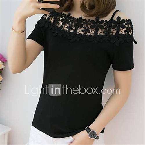 Dames Netstof Patchwork T Shirt Effen Wit huismerk kopen in de aanbieding Dames Netstof Patchwork T Shirt Effen Wit huismerk kopen in de aanbieding