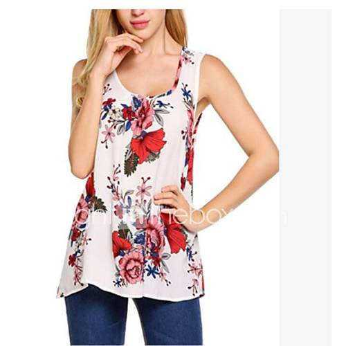 Dames Patchwork Singlet Bloemen Wit huismerk kopen in de aanbieding