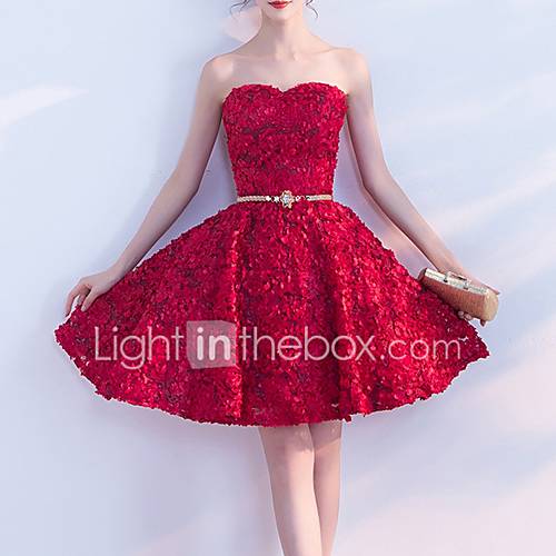 Dames Knielengte Een Lijnjurk Strapless Wine L Xl Xxl huismerk kopen in de aanbieding