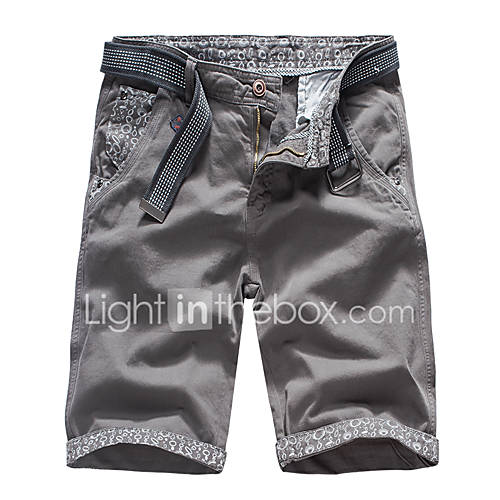 Heren Sportief Chinos Zwaar Katoen Shorts Broek Print Grijs huismerk kopen in de aanbieding