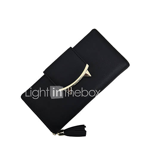 Dames Tassen Pu Portomonnees Rits Kwastje Effen Kleur Zwart Blozend Roze Paars huismerk kopen in de aanbieding