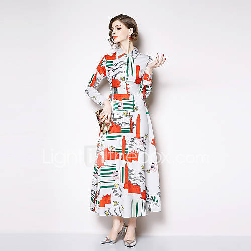 Dames Boho Wijd Uitlopend Jurk Print Maxi huismerk kopen in de aanbieding