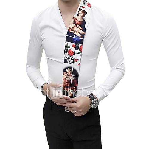 Heren Overhemd Grafisch Wit Xl huismerk kopen in de aanbieding Heren Overhemd Grafisch Wit Xl huismerk kopen in de aanbieding