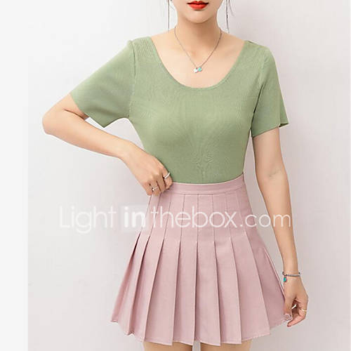 Dames Blote Rug Strik Patchwork T Shirt Effen Klaver Een Maat huismerk kopen in de aanbieding