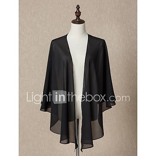 Mouwloos Chiffon Bruiloft Feest Uitgaan Damesomslag Met Plooien Effen Omslagdoeken huismerk kopen in de aanbieding