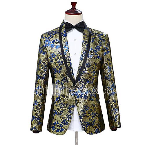Heren Blazer Ingesneden Revers Polyester Goud L Xl Xxl huismerk kopen in de aanbieding