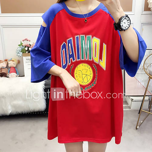 Dames Patchwork Print T Shirt Portret Wit huismerk kopen in de aanbieding