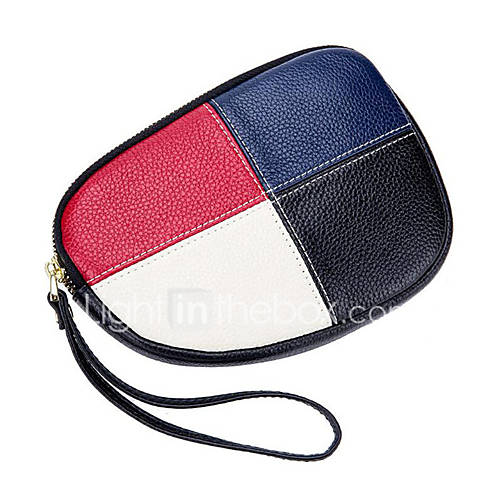 Dames Tassen Koeienhuid Clutch Kleurenblok Klaver Hemelsblauw Marine Blauw huismerk kopen in de aanbieding