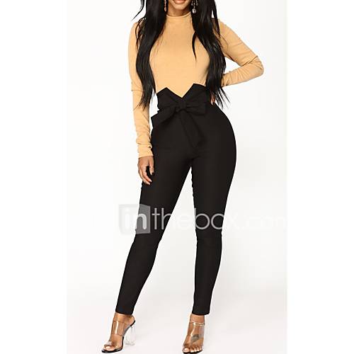 Dames Standaard Street Chic Chinos Zwaar Katoen Joggingbroeken Broek Effen Zwart huismerk kopen in de aanbieding