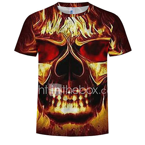 Heren Print T Shirt 3D Doodskoppen Rood Xxxxl huismerk kopen in de aanbieding