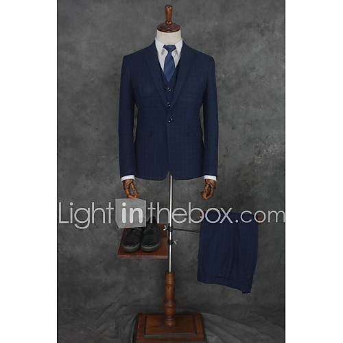 Blauw Gestreept Standaard Pasvorm Katoen Polyester Pak Punt Single Breasted Een Knoops Suits huismerk kopen in de aanbieding Blauw Gestreept Standaard Pasvorm Katoen Polyester Pak Punt Single Breasted Een Knoops Suits huismerk kopen in de aanbieding