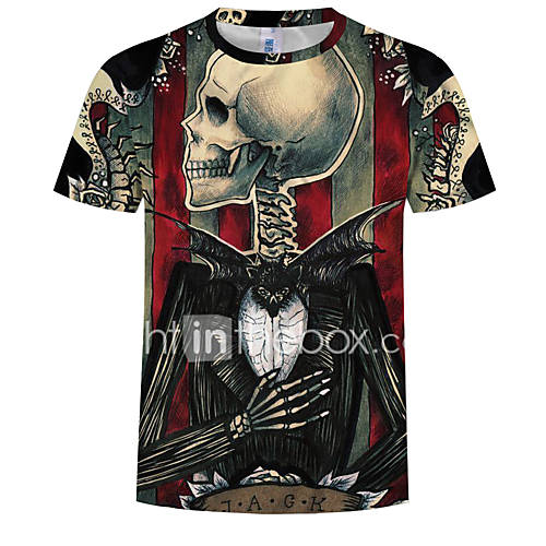 Heren Print T Shirt Kleurenblok 3D Doodskoppen Zwart Xl huismerk kopen in de aanbieding