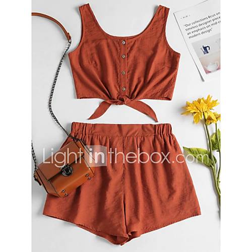 Dames Street Chic Set Pantalon Strik Met Ruches Effen huismerk kopen in de aanbieding