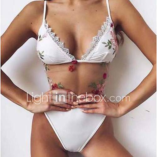 Dames Bodysuit Bloemen Wit huismerk kopen in de aanbieding