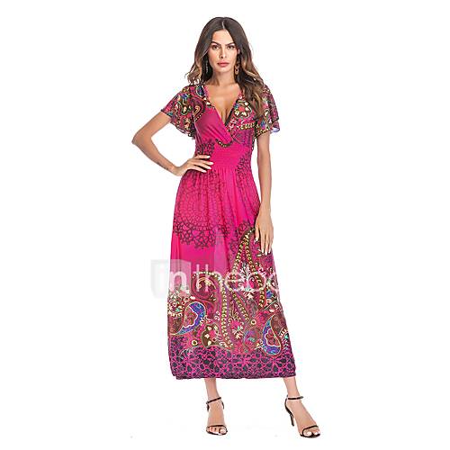 Dames Elegant Schede Jurk Bloemen Print Maxi huismerk kopen in de aanbieding Dames Elegant Schede Jurk Bloemen Print Maxi huismerk kopen in de aanbieding