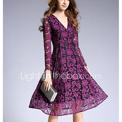 Dames Vintage A Lijn Jurk Bloemen Print Tot De Knie huismerk kopen in de aanbieding