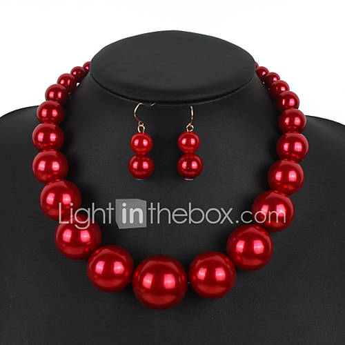 Dames Meetkundig Sieraden Set Imitatieparel Heel Simpel Zoet Modieus Leuke En Mooie Style Elegant Omvatten Ketting Oorbel Parelketting Rood Donker Zwart Wit Voor Bruiloft Feest Dagelijks Club huismerk kopen in de aanbieding