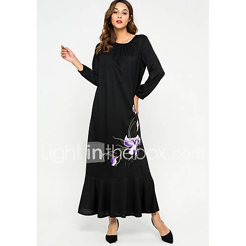 Dames Elegant Recht Jurk Bloemen Maxi huismerk kopen in de aanbieding Dames Elegant Recht Jurk Bloemen Maxi huismerk kopen in de aanbieding