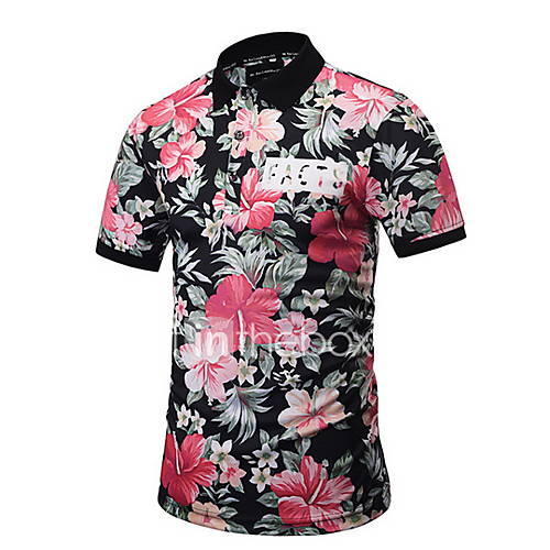 Heren Polo Bloemen Zwart Xl huismerk kopen in de aanbieding