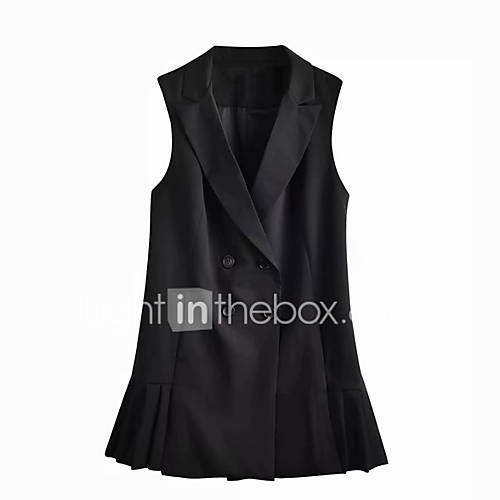 Dames Dagelijks Normaal Vest Effen Ingesneden Revers Mouwloos Polyester Zwart S M huismerk kopen in de aanbieding