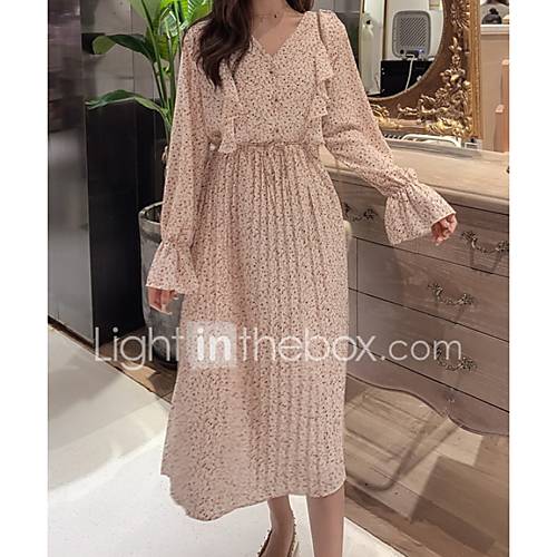 Midi A Lijn Dameslijn Dames V Hals Roze Zwart Groen One Size huismerk kopen in de aanbieding