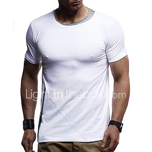 Heren Patchwork T Shirt Kleurenblok Wit Xl huismerk kopen in de aanbieding