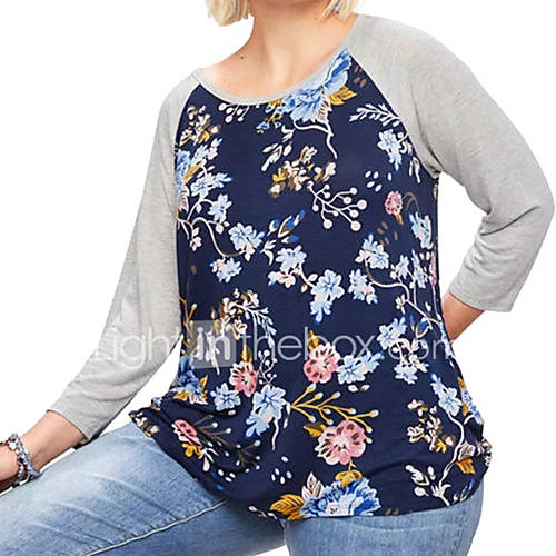 Dames Print T Shirt Bloemen Grijs Xxxl huismerk kopen in de aanbieding Dames Print T Shirt Bloemen Grijs Xxxl huismerk kopen in de aanbieding