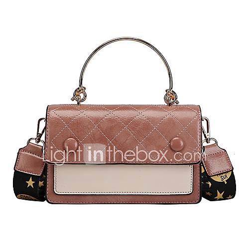 Dames Tassen Pu Schoudertas Patroon Print Kleurenblok Blozend Roze Bruin Zwart Wit huismerk kopen in de aanbieding