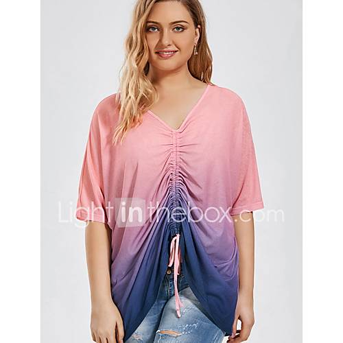 Dames Patchwork T Shirt Kleurenblok Blozend Roze Xxxl huismerk kopen in de aanbieding
