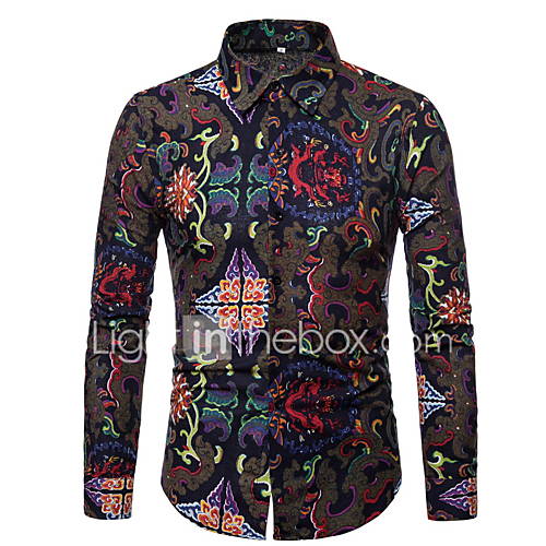 Heren Overhemd Bloemen Bruin huismerk kopen in de aanbieding