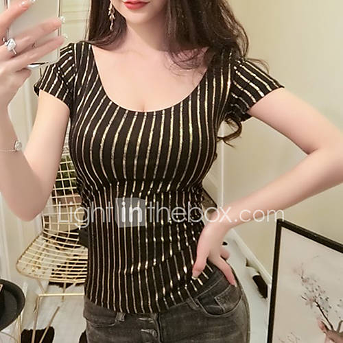 Dames Patchwork T Shirt Gestreept Zwart huismerk kopen in de aanbieding