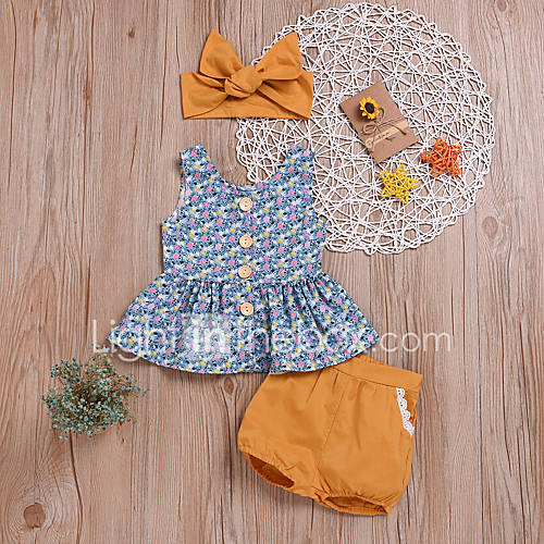 Baby Meisjes Actief Standaard Print Mouwloos Normaal Katoen Kledingset Paars huismerk kopen in de aanbieding