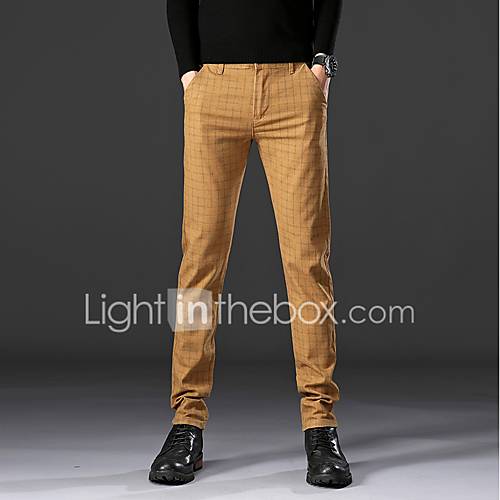 Heren Standaard Pakken Chinos Zwaar Katoen Broek Plaid Geruit Zwart huismerk kopen in de aanbieding