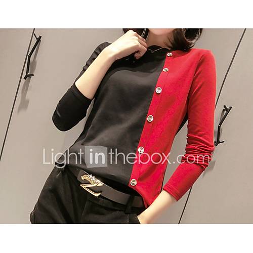 Dames T Shirt Kleurenblok Bruin Xl huismerk kopen in de aanbieding