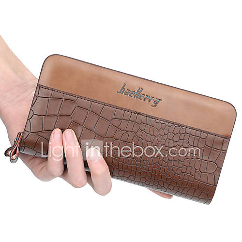 Heren Tassen Pu Portomonnees Rits Raster Koffie huismerk kopen in de aanbieding