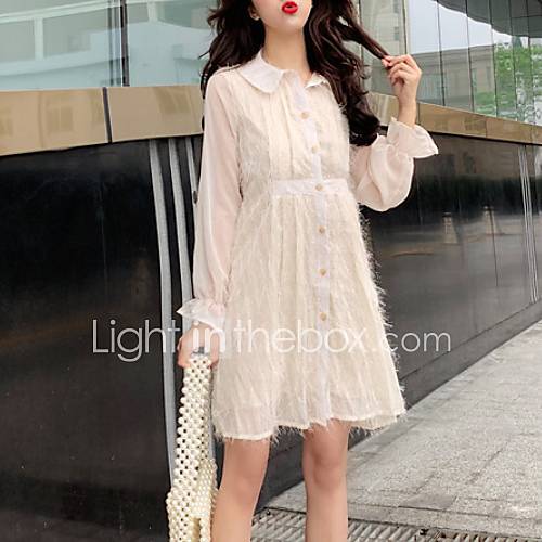 Dames Boven De Knie Een Lijn Overhemd Kraag Chiffon Beige One Size huismerk kopen in de aanbieding Dames Boven De Knie Een Lijn Overhemd Kraag Chiffon Beige One Size huismerk kopen in de aanbieding