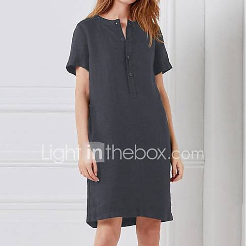 Dames Standaard Street Chic Recht T Shirt Jurk Effen Boven De Knie huismerk kopen in de aanbieding