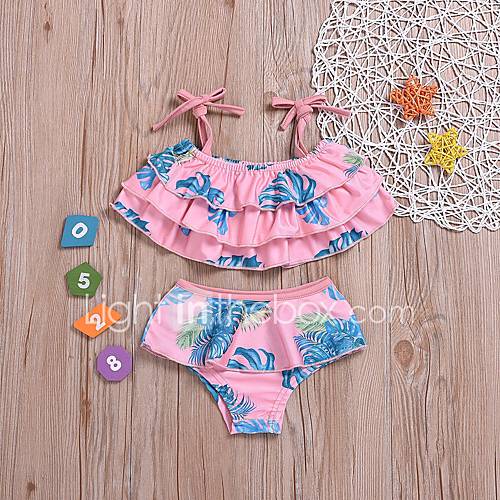 Kinderen Peuter Meisjes Standaard Print Katoen Polyester Badmode Blozend Roze huismerk kopen in de aanbieding