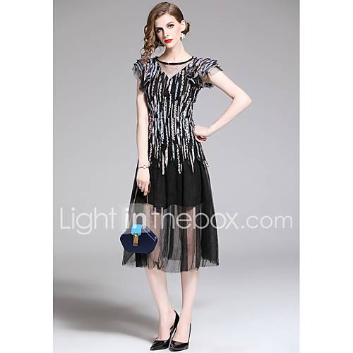 A Lijn Met Sieraad Over De Knie Tule Jurk Door Lan Ting Express huismerk kopen in de aanbieding