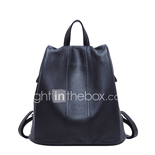 Dames Tassen Leder Koeienhuid Rugzak Rits Effen Kleur Zwart Marine Blauw huismerk kopen in de aanbieding