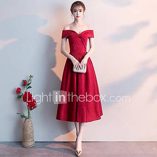 A Lijn Schouderafhangend Over De Knie Pailletten Jurk Met Door Lan Ting Express huismerk kopen in de aanbieding