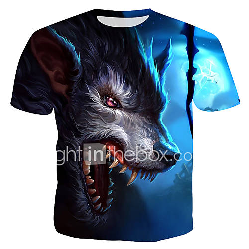 Heren Jacquard Print T Shirt 3D Dier Blauw Xl huismerk kopen in de aanbieding