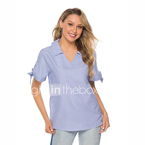 Dames Print Overhemd Gestreept Blauw Xxxl huismerk kopen in de aanbieding Dames Print Overhemd Gestreept Blauw Xxxl huismerk kopen in de aanbieding