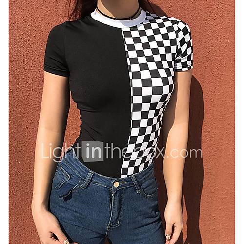 Dames Bodysuit Kleurenblok Blokken Zwart huismerk kopen in de aanbieding