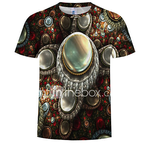 Heren Print T Shirt Bloemen Geometrisch 3D Bruin Xl huismerk kopen in de aanbieding Heren Print T Shirt Bloemen Geometrisch 3D Bruin Xl huismerk kopen in de aanbieding