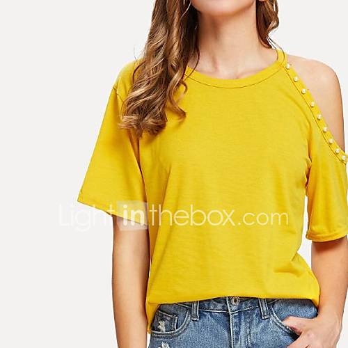 Dames T Shirt Effen Geel Xxl huismerk kopen in de aanbieding