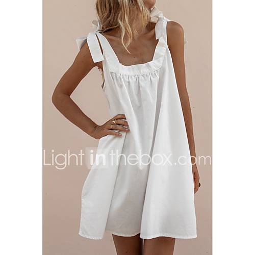 Dames Standaard Street Chic A Lijn Jurk Effen Strik Veters Boven De Knie huismerk kopen in de aanbieding