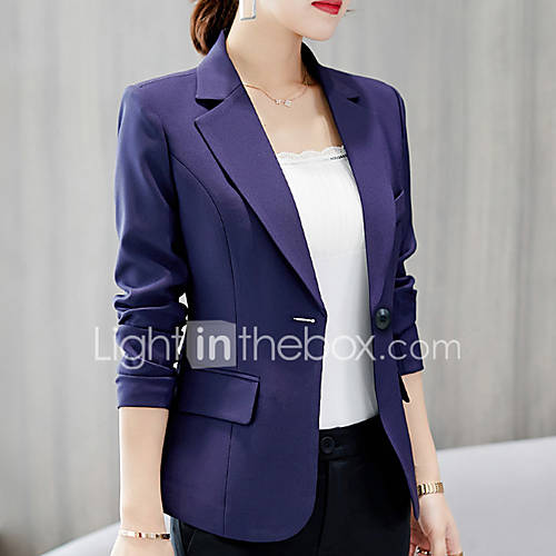 Dames Blazer Effen Ingesneden Revers Polyester Spandex Marineblauw Grijs Wijn L Xl Xxl huismerk kopen in de aanbieding Dames Blazer Effen Ingesneden Revers Polyester Spandex Marineblauw Grijs Wijn L Xl Xxl huismerk kopen in de aanbieding