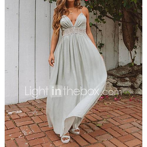 A Lijn Stomp Hals Tot De Grond Jersey Jurk Met Plooien Door Lan Ting Express huismerk kopen in de aanbieding